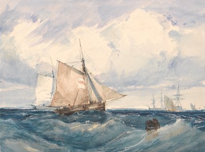 A Cutter and Other Shipping in a Breeze by Richard Parkes Bonington